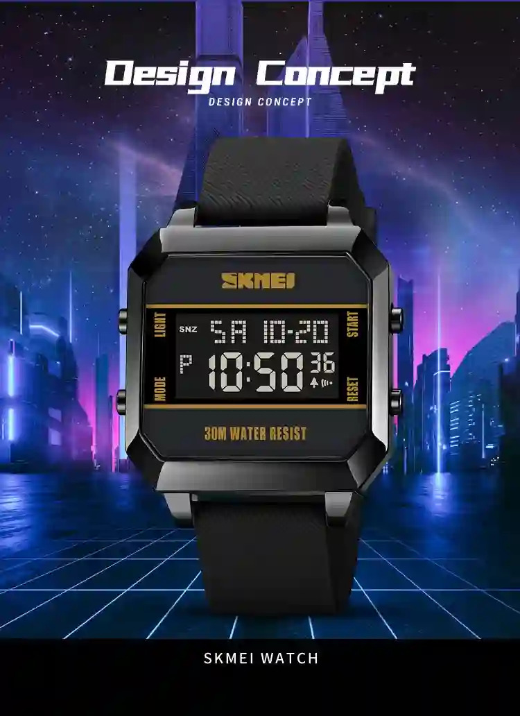 SKMEI 3Bar Waterproof LED Light Countdown Digital Wristwatch For Men Fashion Sport Watches Electronic Clock Watch reloj hombre