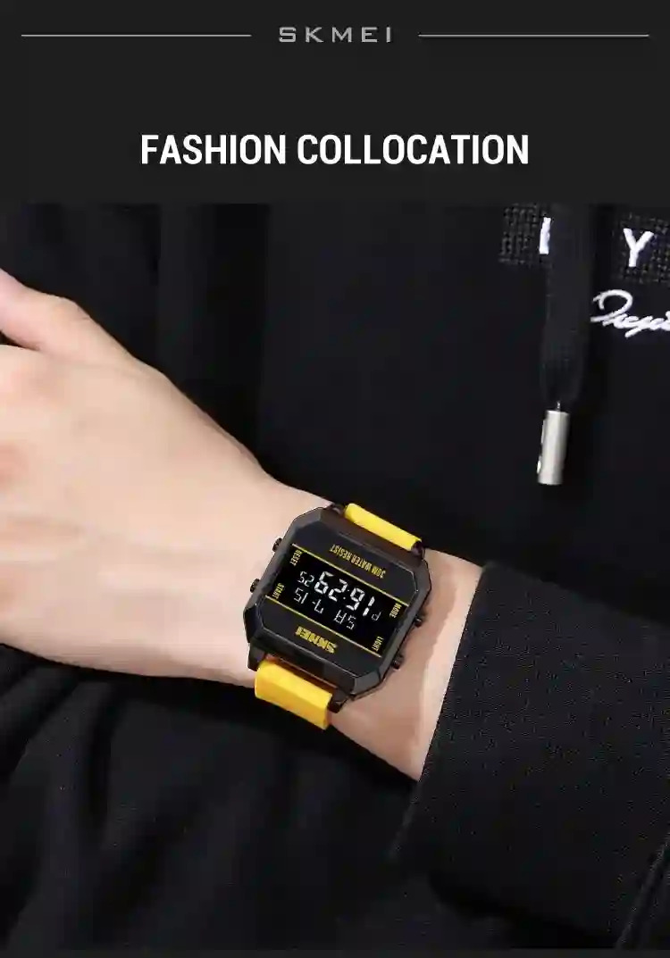SKMEI 3Bar Waterproof LED Light Countdown Digital Wristwatch For Men Fashion Sport Watches Electronic Clock Watch reloj hombre