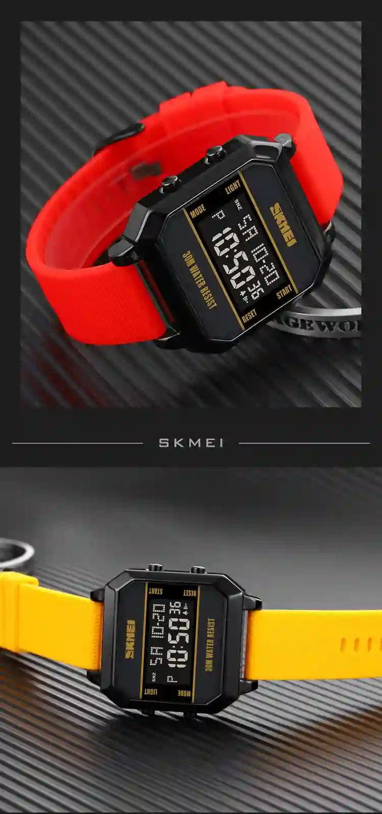 SKMEI 3Bar Waterproof LED Light Countdown Digital Wristwatch For Men Fashion Sport Watches Electronic Clock Watch reloj hombre