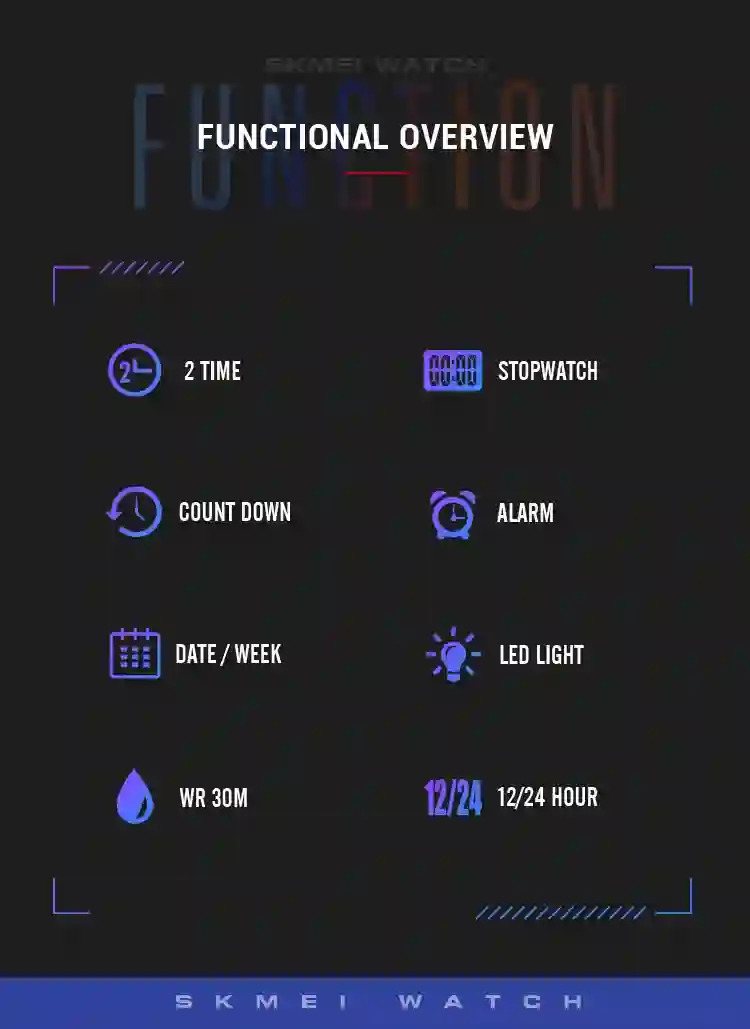SKMEI 3Bar Waterproof LED Light Countdown Digital Wristwatch For Men Fashion Sport Watches Electronic Clock Watch reloj hombre