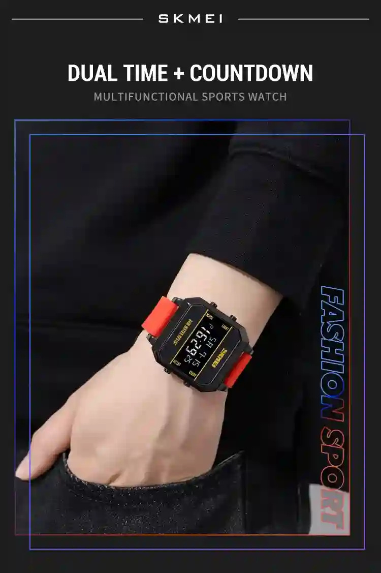 SKMEI 3Bar Waterproof LED Light Countdown Digital Wristwatch For Men Fashion Sport Watches Electronic Clock Watch reloj hombre