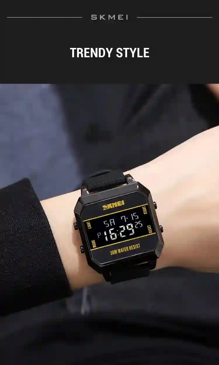 SKMEI 3Bar Waterproof LED Light Countdown Digital Wristwatch For Men Fashion Sport Watches Electronic Clock Watch reloj hombre
