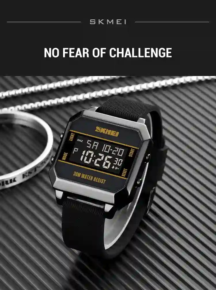 SKMEI 3Bar Waterproof LED Light Countdown Digital Wristwatch For Men Fashion Sport Watches Electronic Clock Watch reloj hombre