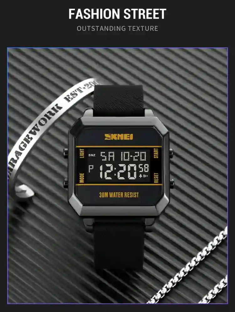SKMEI 3Bar Waterproof LED Light Countdown Digital Wristwatch For Men Fashion Sport Watches Electronic Clock Watch reloj hombre