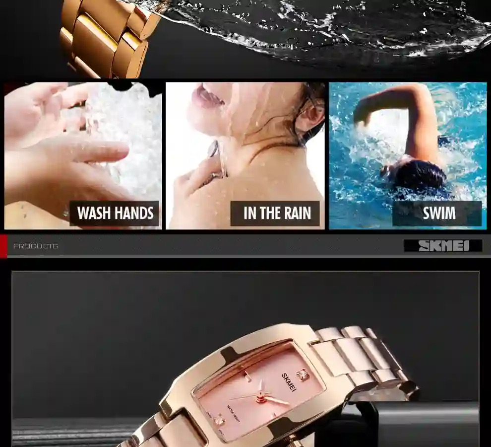 SKMEI Waterproof Quartz Watch Fashion Elegance Watches Ladies Romantic Style Luxury Wristwatches and Bracelet Relogio Feminino
