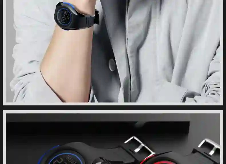 SKMEI Sports Electronics Wristwatches For Men Women Fashion Simple 5Bar Waterproof Watches Calendar LED Display Digital Watch
