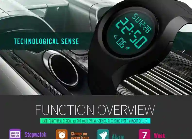 SKMEI Sports Electronics Wristwatches For Men Women Fashion Simple 5Bar Waterproof Watches Calendar LED Display Digital Watch