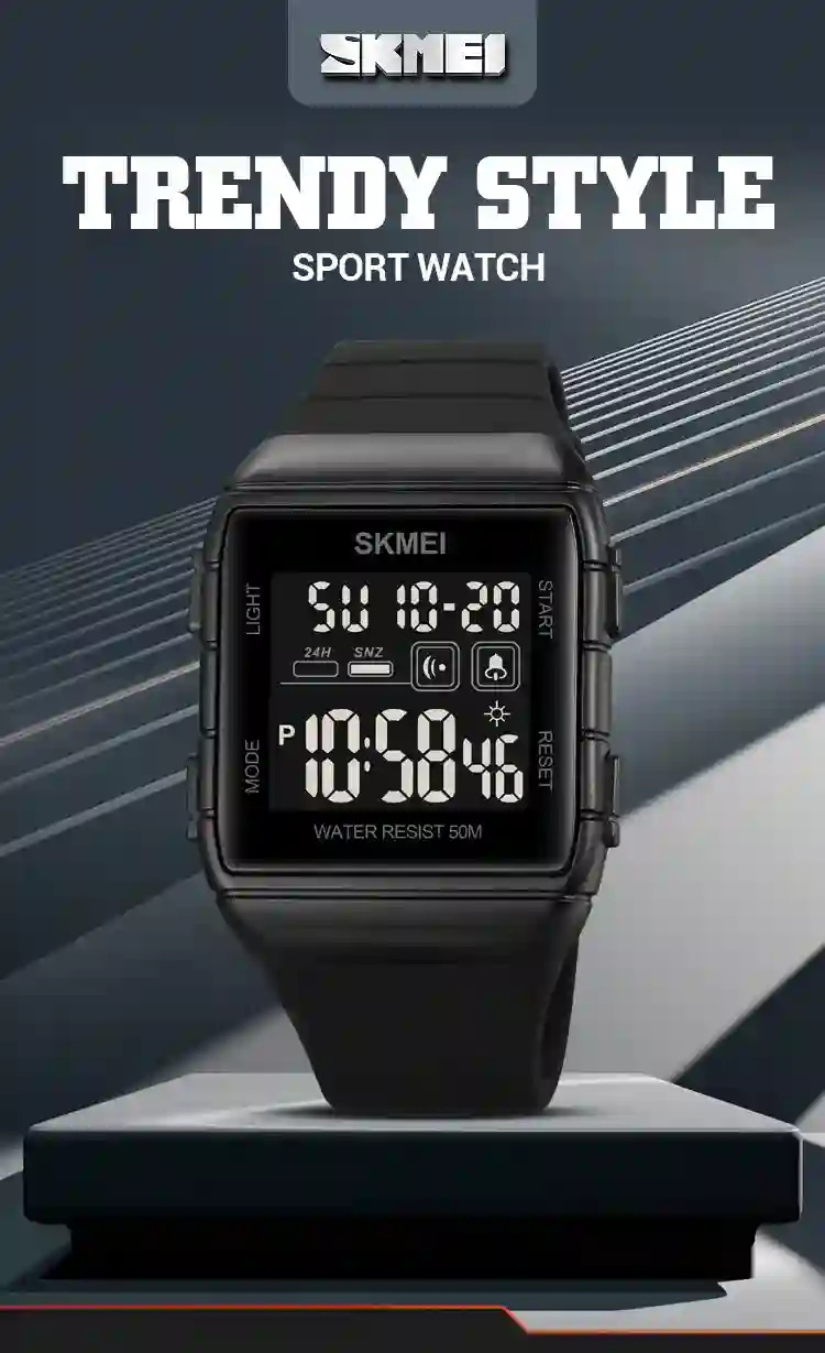 SKMEI Countdown Alarm Clock LED Light Electronics Wristwatch Digital Sports Watches 5Bar Waterproof Military Watch reloj hombre
