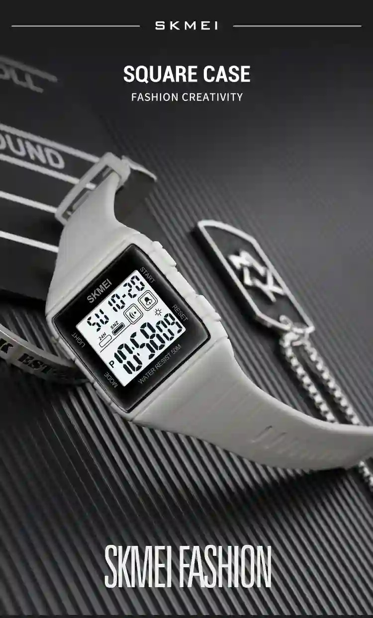 SKMEI Countdown Alarm Clock LED Light Electronics Wristwatch Digital Sports Watches 5Bar Waterproof Military Watch reloj hombre