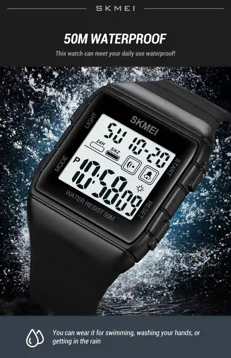 SKMEI Countdown Alarm Clock LED Light Electronics Wristwatch Digital Sports Watches 5Bar Waterproof Military Watch reloj hombre