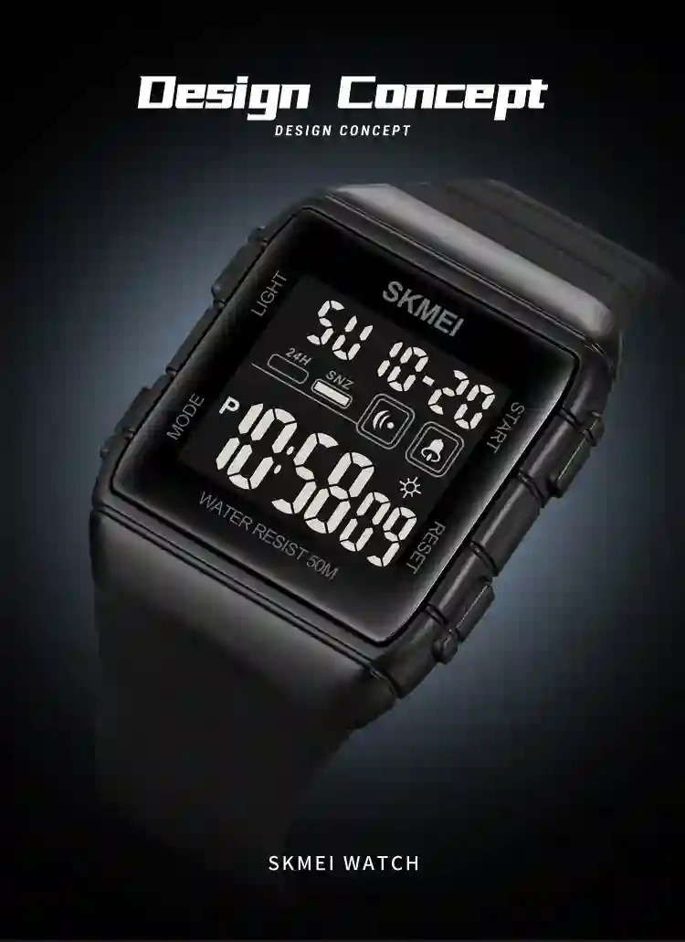 SKMEI Countdown Alarm Clock LED Light Electronics Wristwatch Digital Sports Watches 5Bar Waterproof Military Watch reloj hombre