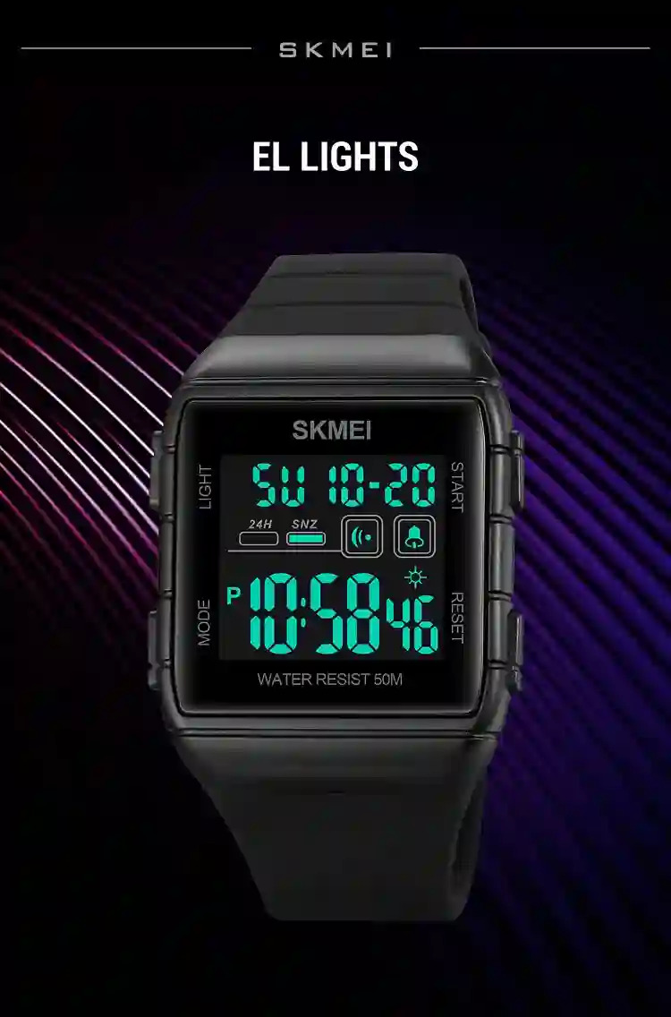 SKMEI Countdown Alarm Clock LED Light Electronics Wristwatch Digital Sports Watches 5Bar Waterproof Military Watch reloj hombre