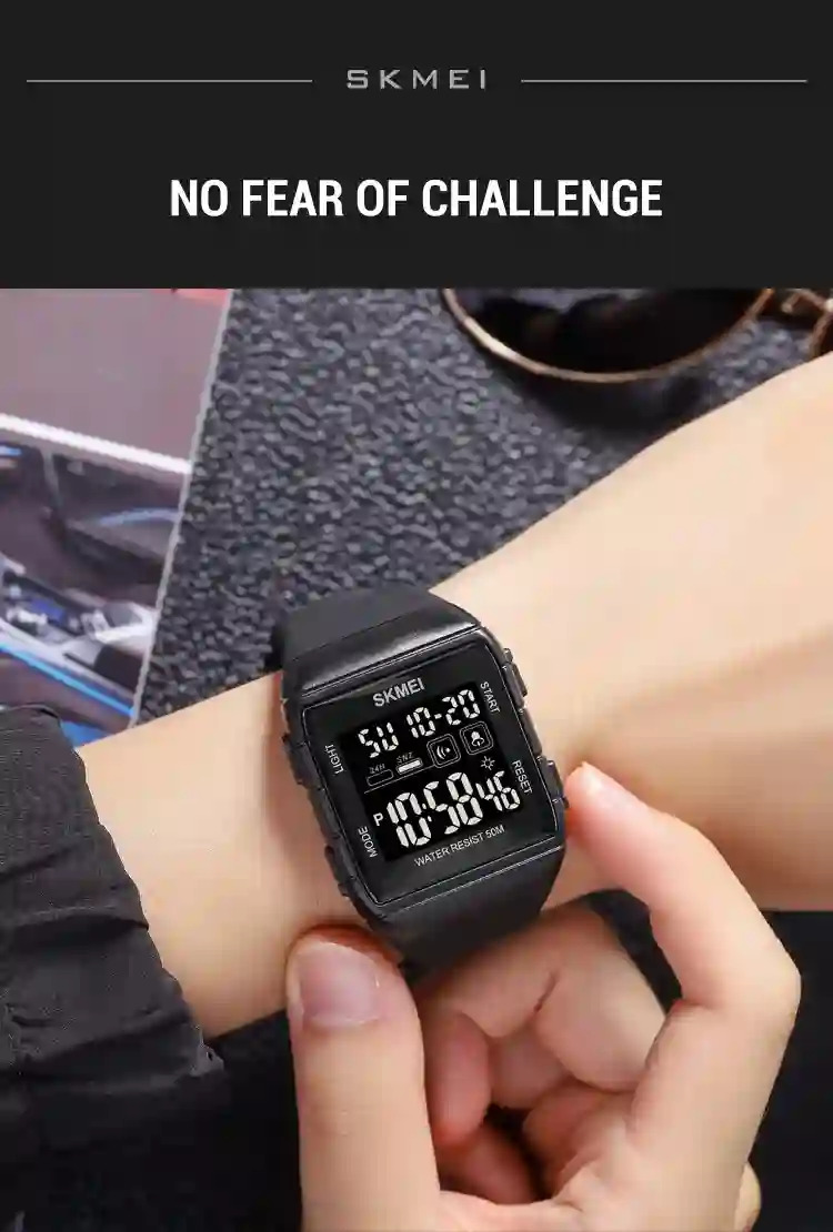 SKMEI Countdown Alarm Clock LED Light Electronics Wristwatch Digital Sports Watches 5Bar Waterproof Military Watch reloj hombre