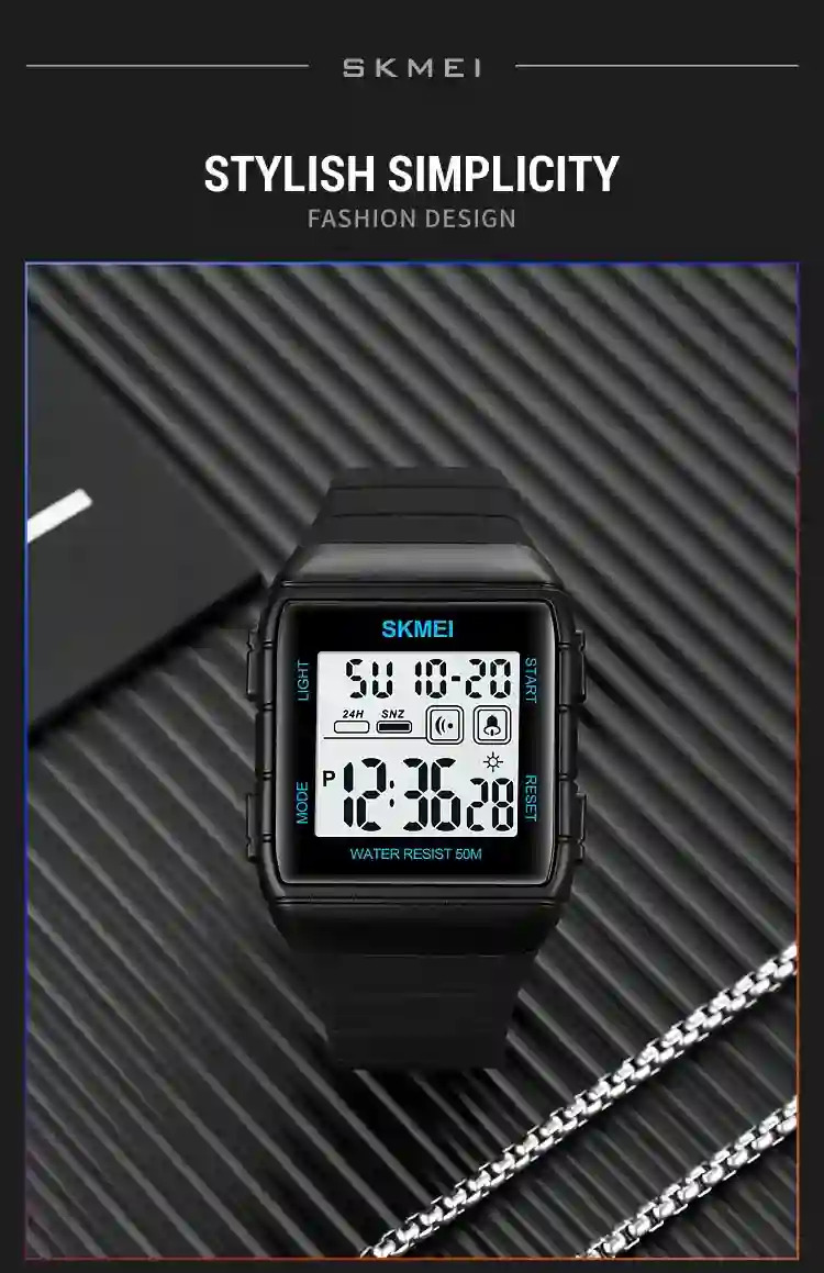 SKMEI Countdown Alarm Clock LED Light Electronics Wristwatch Digital Sports Watches 5Bar Waterproof Military Watch reloj hombre