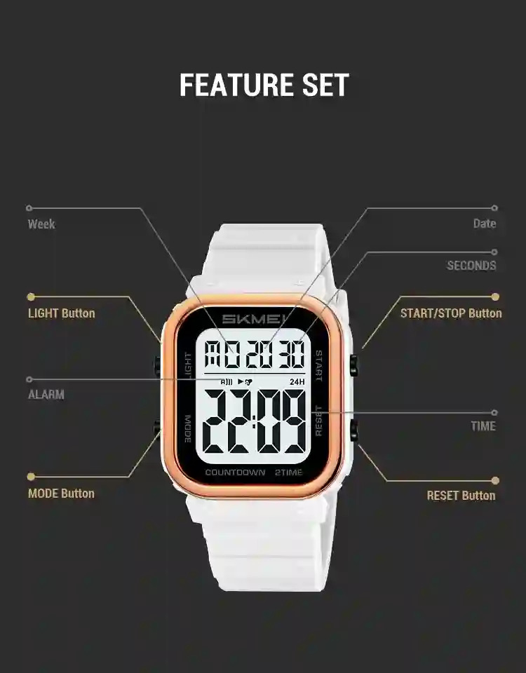 SKMEI 5Bar Waterproof Military Watch Countdown Alarm Clock LED Light Electronics Wristwatches Digital Sports Watchesreloj hombre