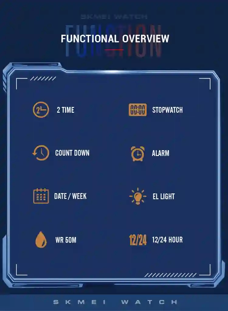SKMEI 5Bar Waterproof Military Watch Countdown Alarm Clock LED Light Electronics Wristwatches Digital Sports Watchesreloj hombre