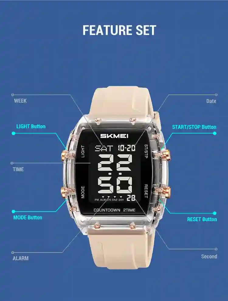 SKMEI Casual Multifunctional Waterproof Electronics Watches Sports Digital Wristwatches For Mens Women Chrono Watch Reloj Hombre