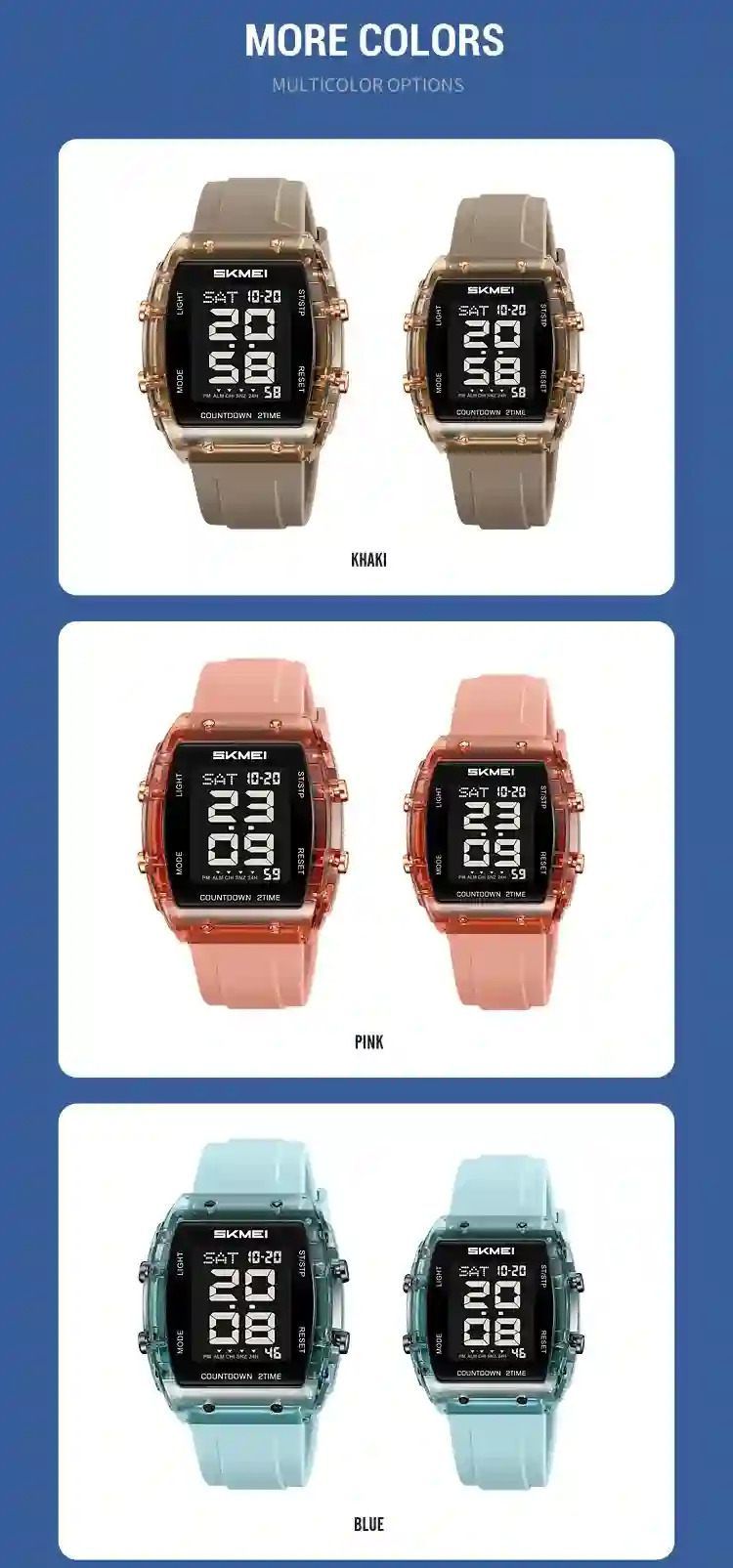 SKMEI Casual Multifunctional Waterproof Electronics Watches Sports Digital Wristwatches For Mens Women Chrono Watch Reloj Hombre