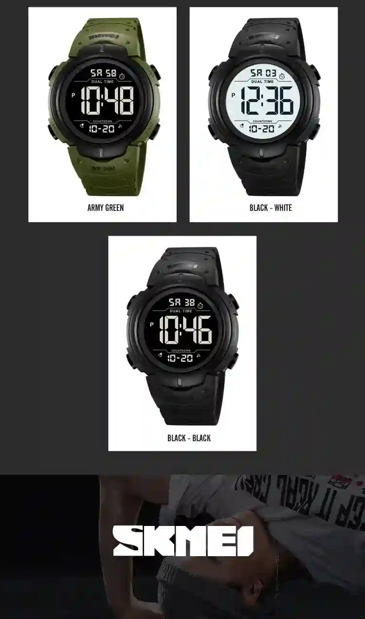 SKMEI Men Sports Army Watch Digital Watches Big Dial Luminous Waterproof Clock Military Electronic Wristwatches Orologi Digitali