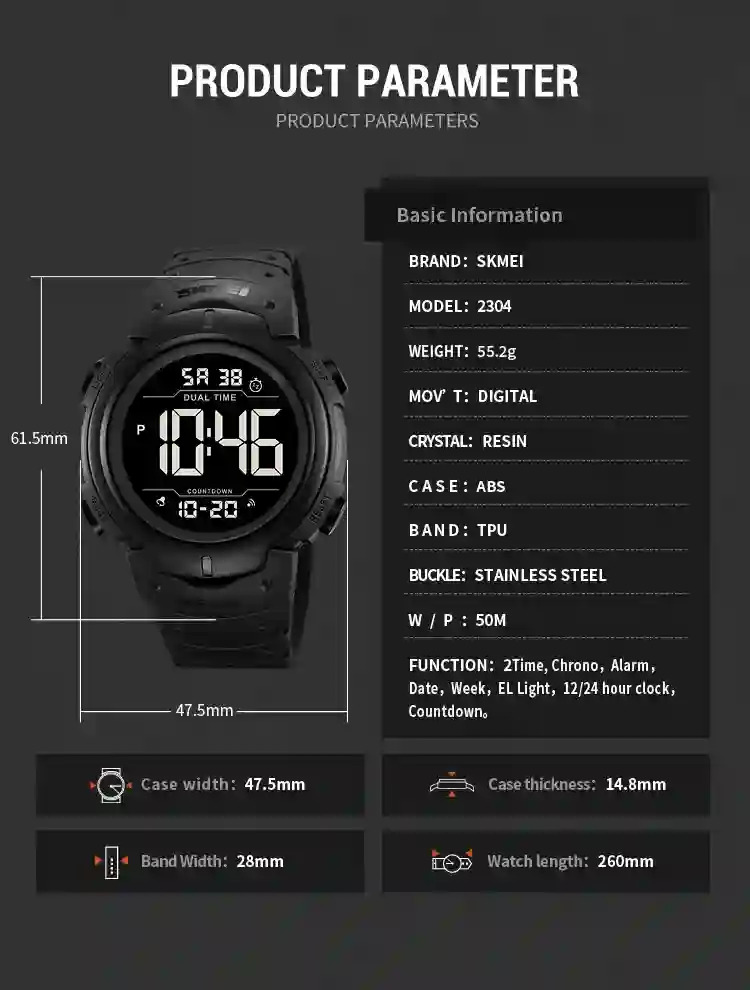 SKMEI Men Sports Army Watch Digital Watches Big Dial Luminous Waterproof Clock Military Electronic Wristwatches Orologi Digitali