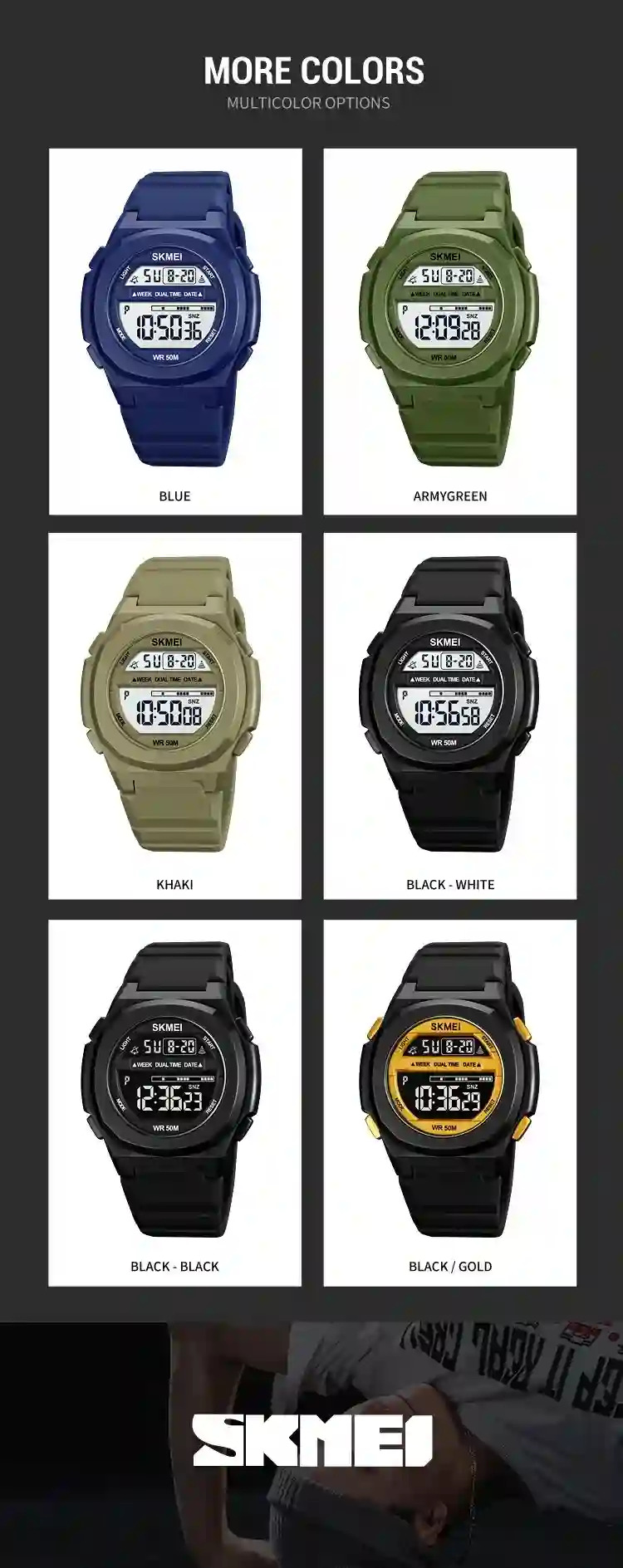 SKMEI Male Multifunction Alarm Clock 5Bar Waterproof Chrono Wristwatches Digital LED Light Watch Men Sports Watches reloj hombre