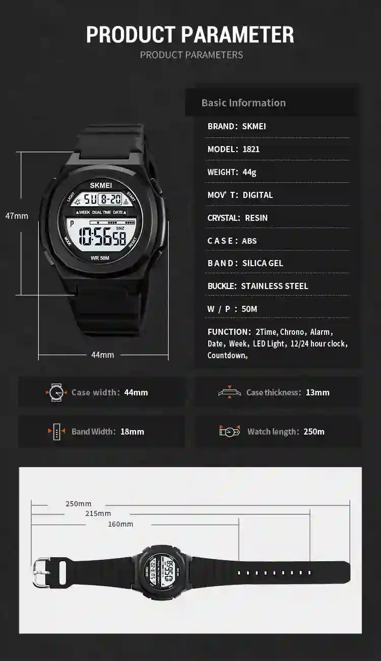 SKMEI Male Multifunction Alarm Clock 5Bar Waterproof Chrono Wristwatches Digital LED Light Watch Men Sports Watches reloj hombre