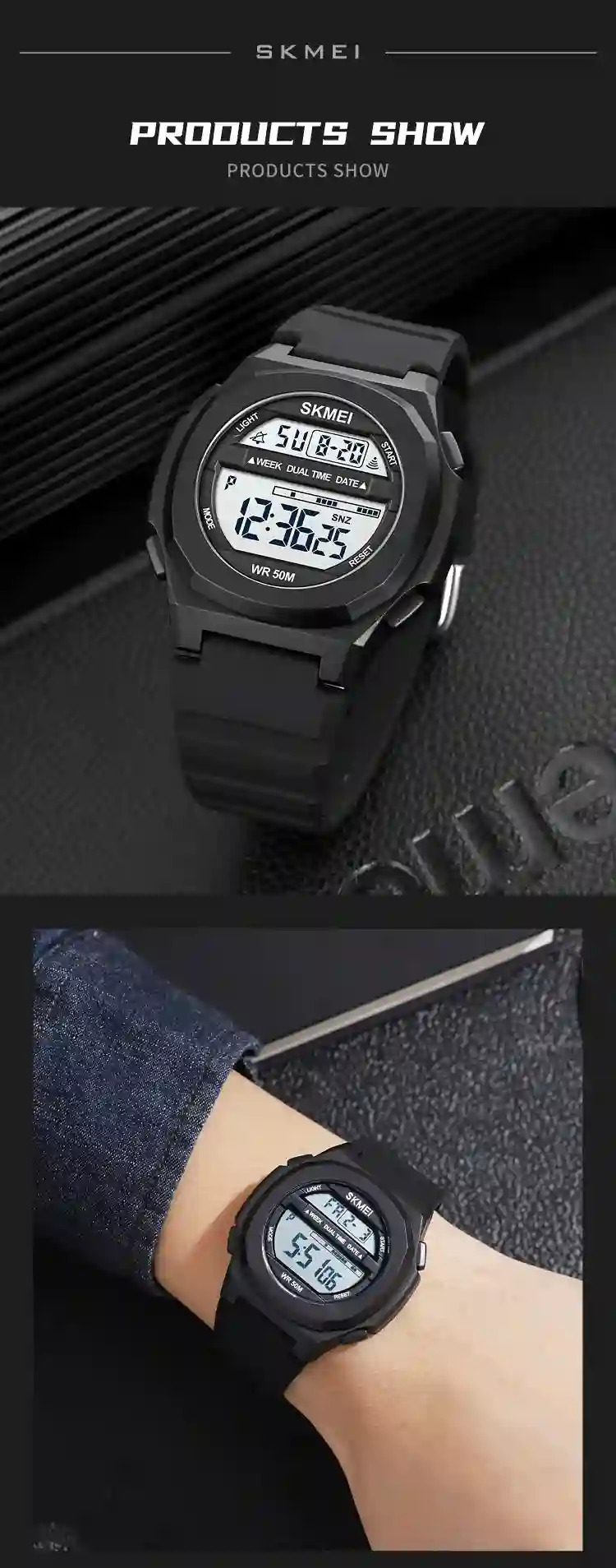 SKMEI Male Multifunction Alarm Clock 5Bar Waterproof Chrono Wristwatches Digital LED Light Watch Men Sports Watches reloj hombre