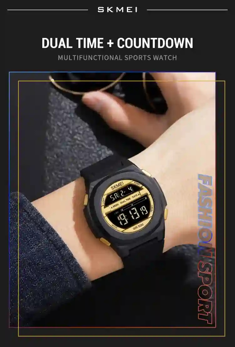 SKMEI Male Multifunction Alarm Clock 5Bar Waterproof Chrono Wristwatches Digital LED Light Watch Men Sports Watches reloj hombre