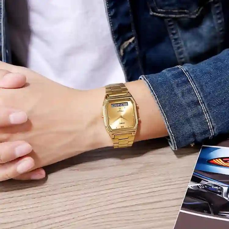 SKMEI Fashion Stainless Steel Strip Digital Wristwatches For Men Women Waterproof Alarm 3 Time Chrono Watches Electronics Watch