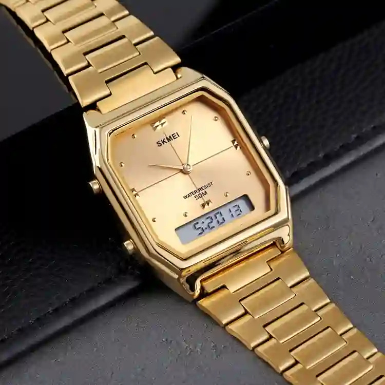 SKMEI Fashion Stainless Steel Strip Digital Wristwatches For Men Women Waterproof Alarm 3 Time Chrono Watches Electronics Watch