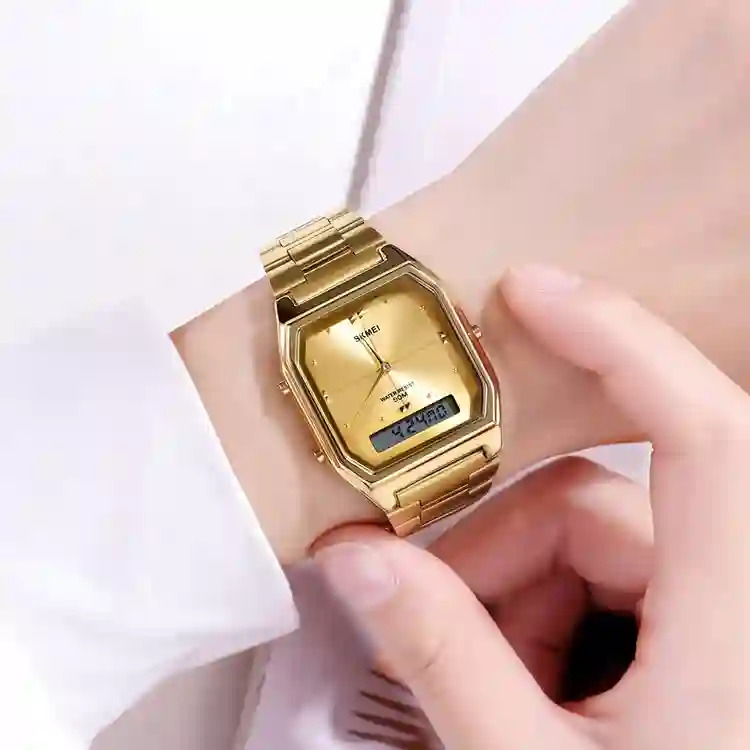 SKMEI Fashion Stainless Steel Strip Digital Wristwatches For Men Women Waterproof Alarm 3 Time Chrono Watches Electronics Watch