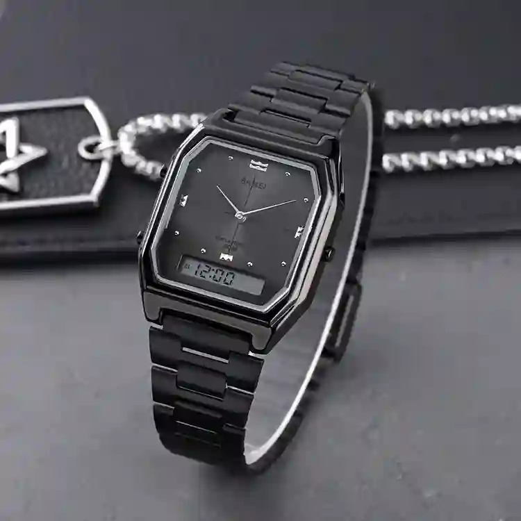 SKMEI Fashion Stainless Steel Strip Digital Wristwatches For Men Women Waterproof Alarm 3 Time Chrono Watches Electronics Watch