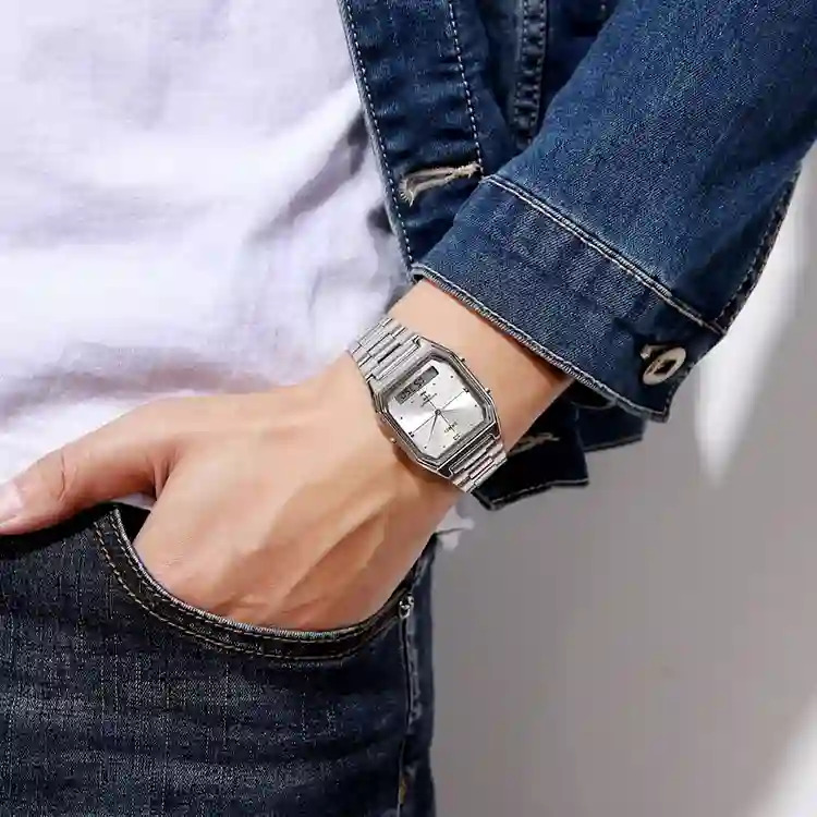 SKMEI Fashion Stainless Steel Strip Digital Wristwatches For Men Women Waterproof Alarm 3 Time Chrono Watches Electronics Watch
