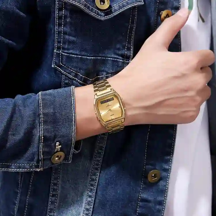 SKMEI Fashion Stainless Steel Strip Digital Wristwatches For Men Women Waterproof Alarm 3 Time Chrono Watches Electronics Watch
