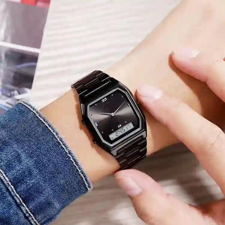 SKMEI Fashion Stainless Steel Strip Digital Wristwatches For Men Women Waterproof Alarm 3 Time Chrono Watches Electronics Watch