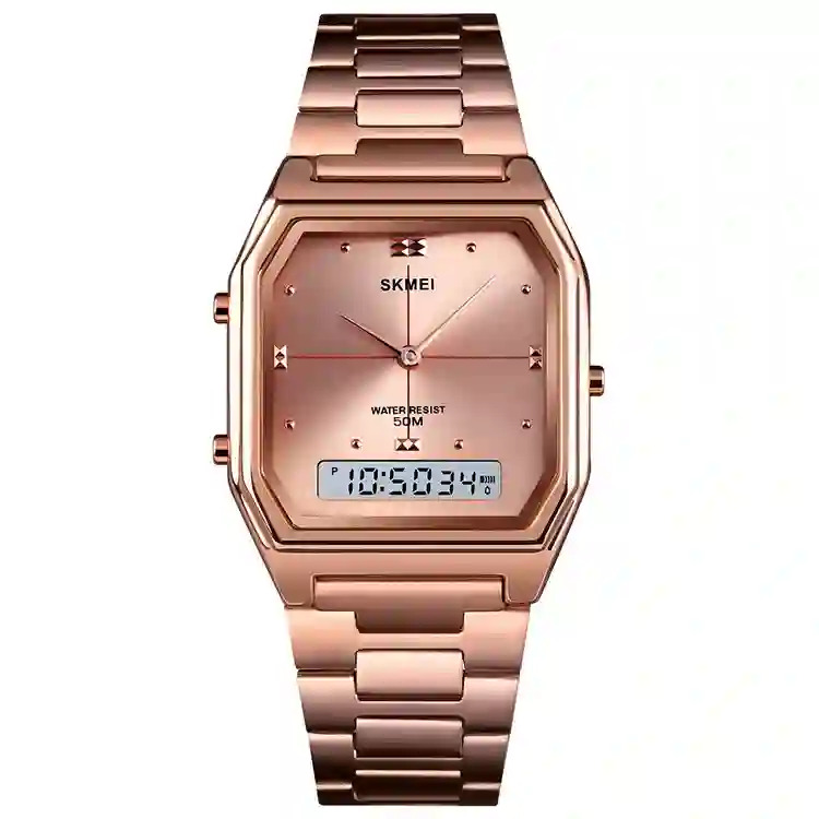 SKMEI Fashion Stainless Steel Strip Digital Wristwatches For Men Women Waterproof Alarm 3 Time Chrono Watches Electronics Watch