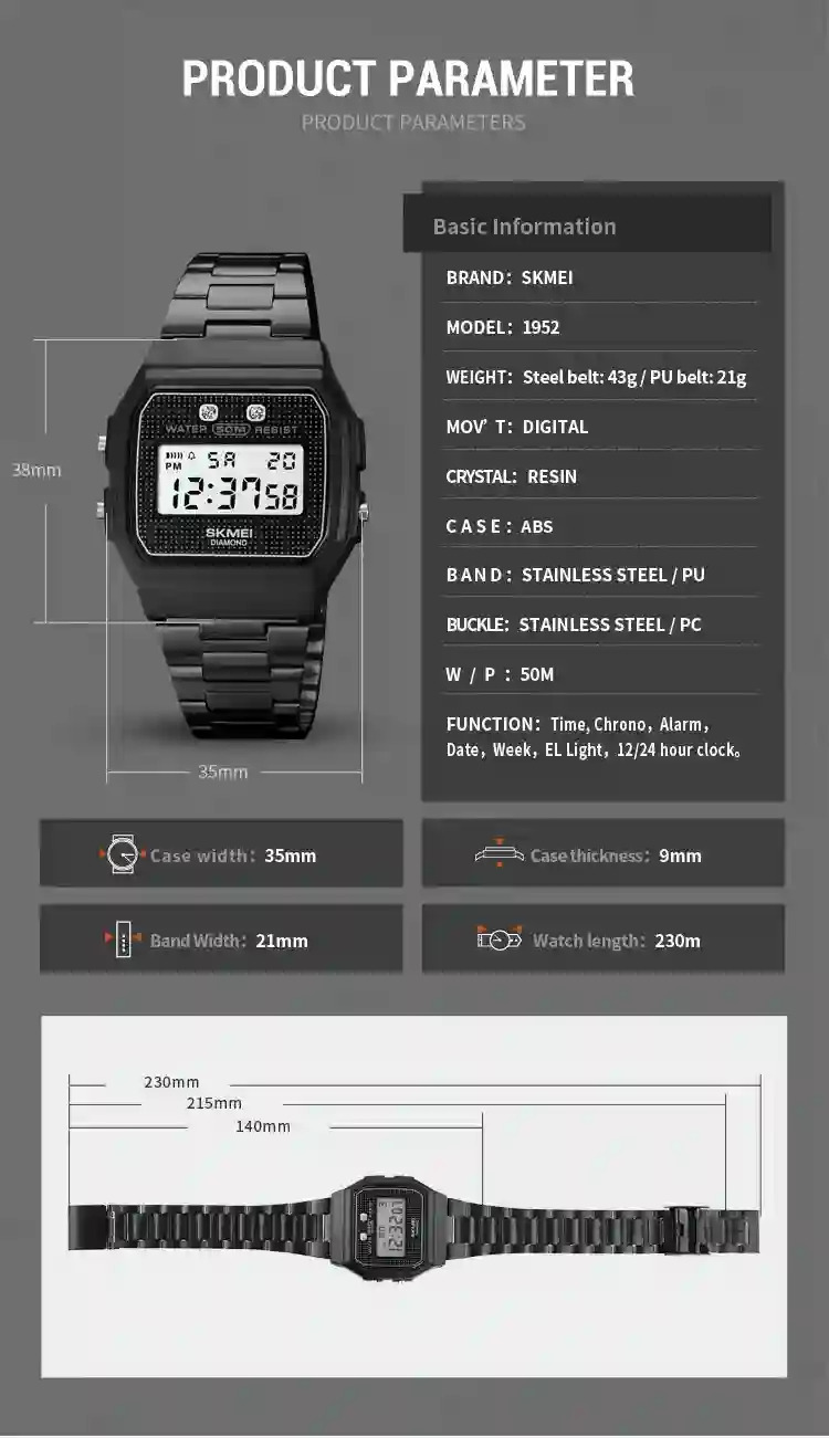 SKMEI Sports Digital Watch For Men Women Casual Electronic Watch Count Down Timer Waterproof Chrono Wristwatch Relogio Masculino