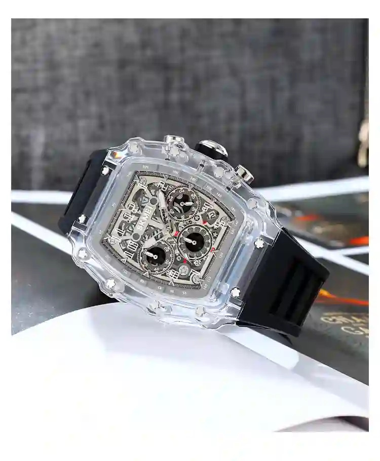 SKMEI Fashion Quartz Movement Watch For Mens Stainless Steel Strap 5Bar Waterproof Date Time Stopwatch Wristwatches Reloj Hombre