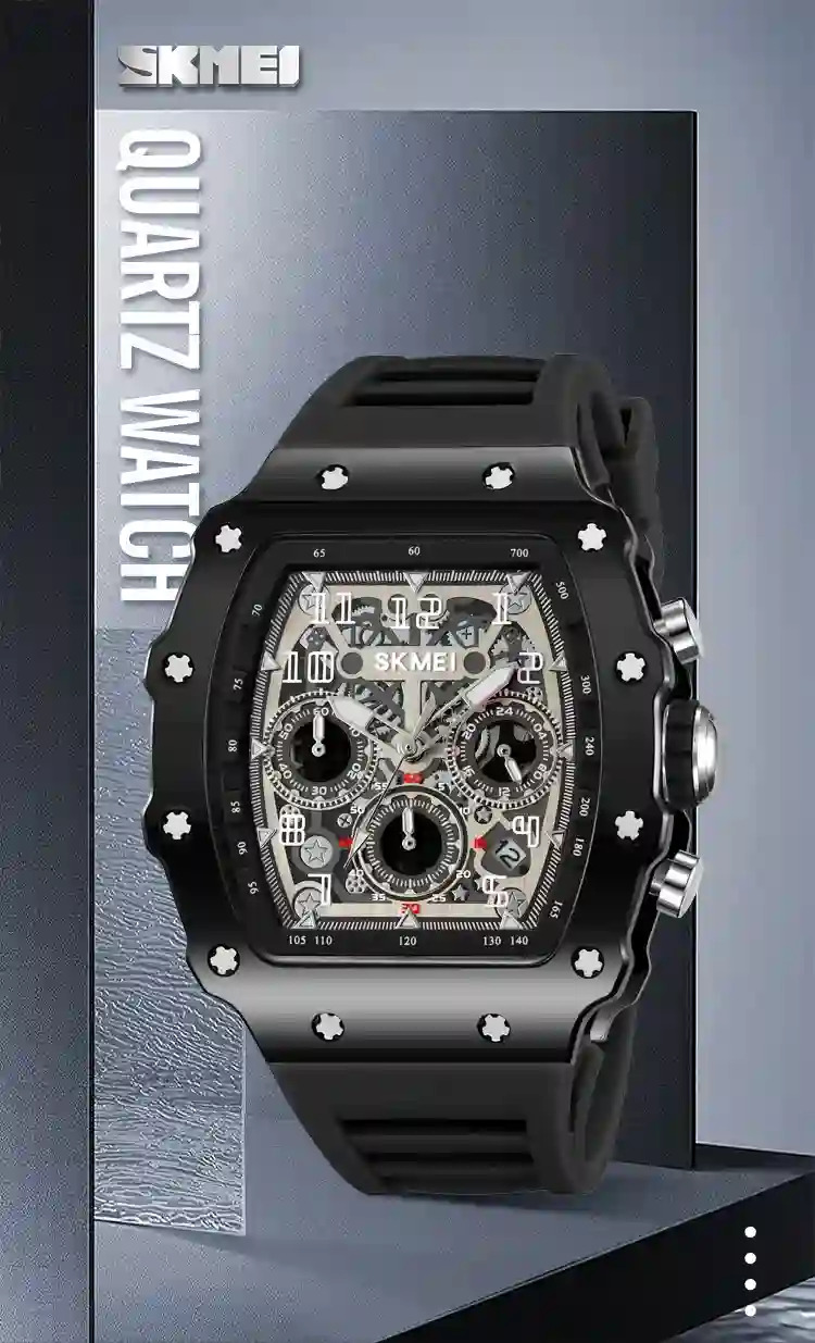SKMEI Fashion Quartz Movement Watch For Mens Stainless Steel Strap 5Bar Waterproof Date Time Stopwatch Wristwatches Reloj Hombre