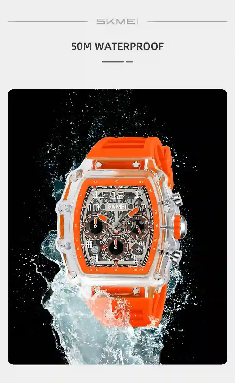 SKMEI Fashion Quartz Movement Watch For Mens Stainless Steel Strap 5Bar Waterproof Date Time Stopwatch Wristwatches Reloj Hombre