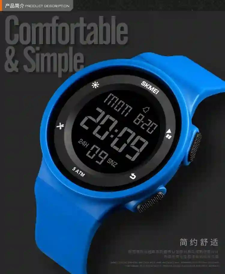 SKMEI Youth Cool Digital Sport Watches For Men Women Student 5Bar Waterproof Countdown Wristwatch Alarm Clock Watch Reloj Hombre