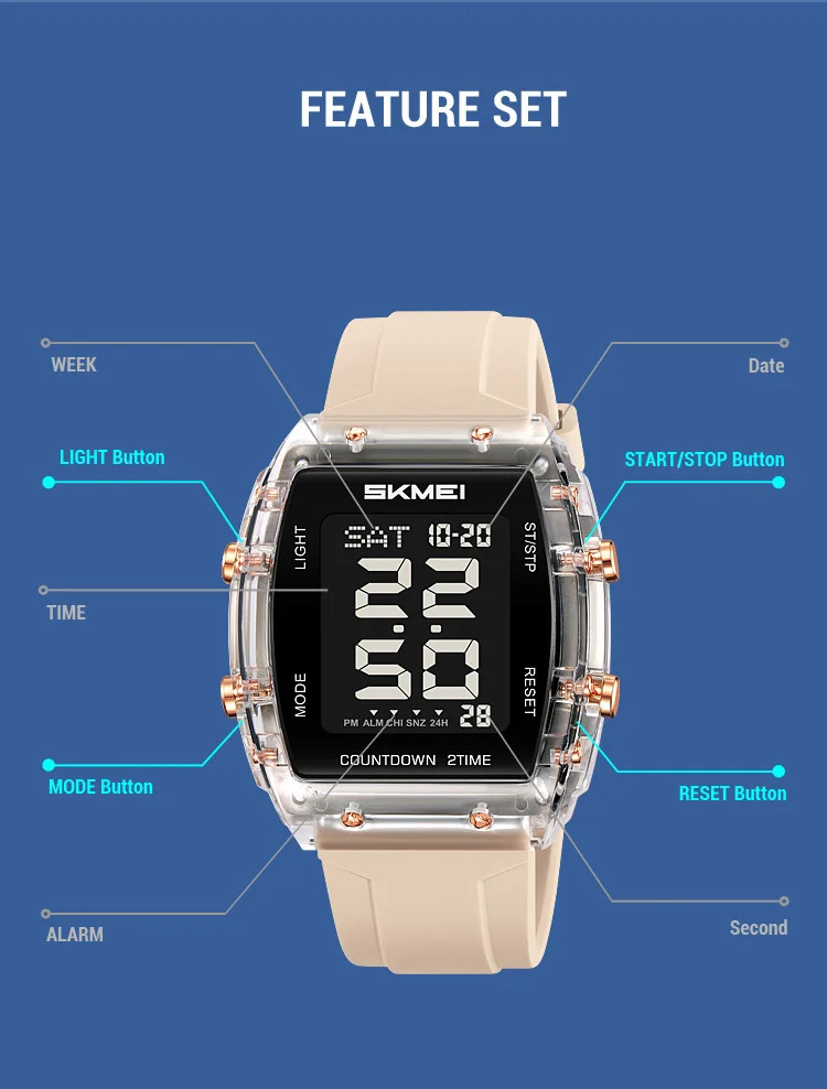 SKMEI Casual Waterproof Electronics Watches Sports Digital Wristwatches For Mens Women Chrono Multifunctional Watch Reloj Hombre