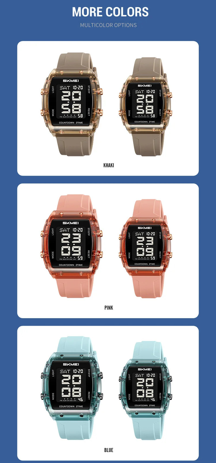 SKMEI Casual Waterproof Electronics Watches Sports Digital Wristwatches For Mens Women Chrono Multifunctional Watch Reloj Hombre