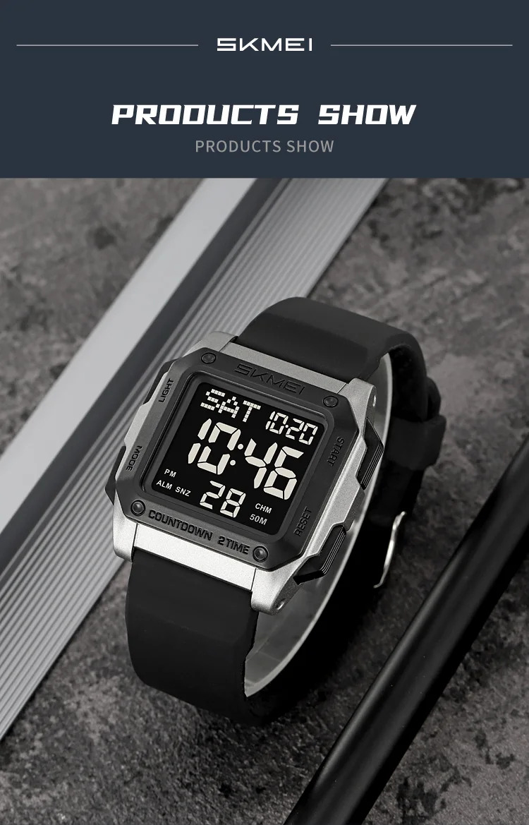 SKMEI 2Time Military Watch EL Light Waterproof Sports Digital Wristwatch For Men Women Students Chrono Alarm Electronics Watches