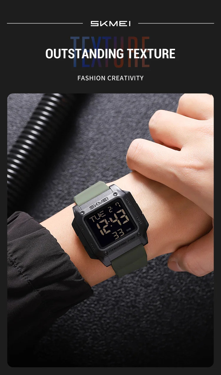 SKMEI 2Time Military Watch EL Light Waterproof Sports Digital Wristwatch For Men Women Students Chrono Alarm Electronics Watches