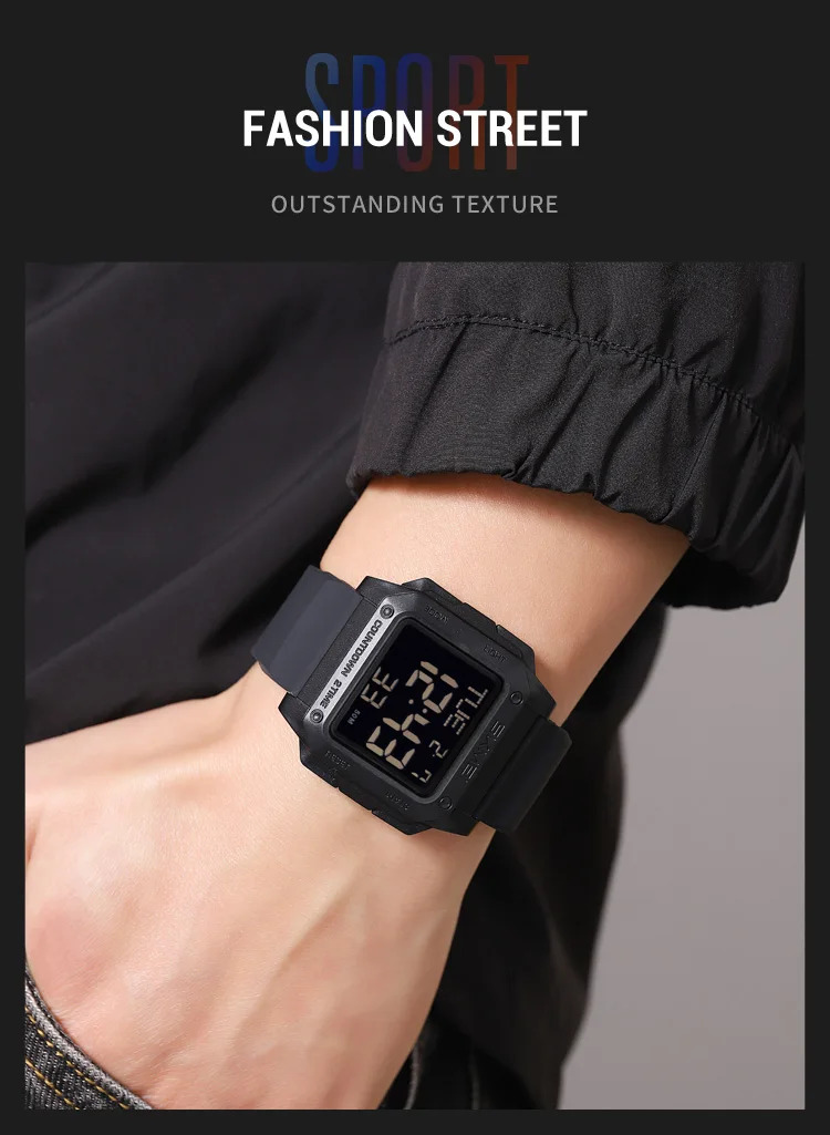 SKMEI 2Time Military Watch EL Light Waterproof Sports Digital Wristwatch For Men Women Students Chrono Alarm Electronics Watches