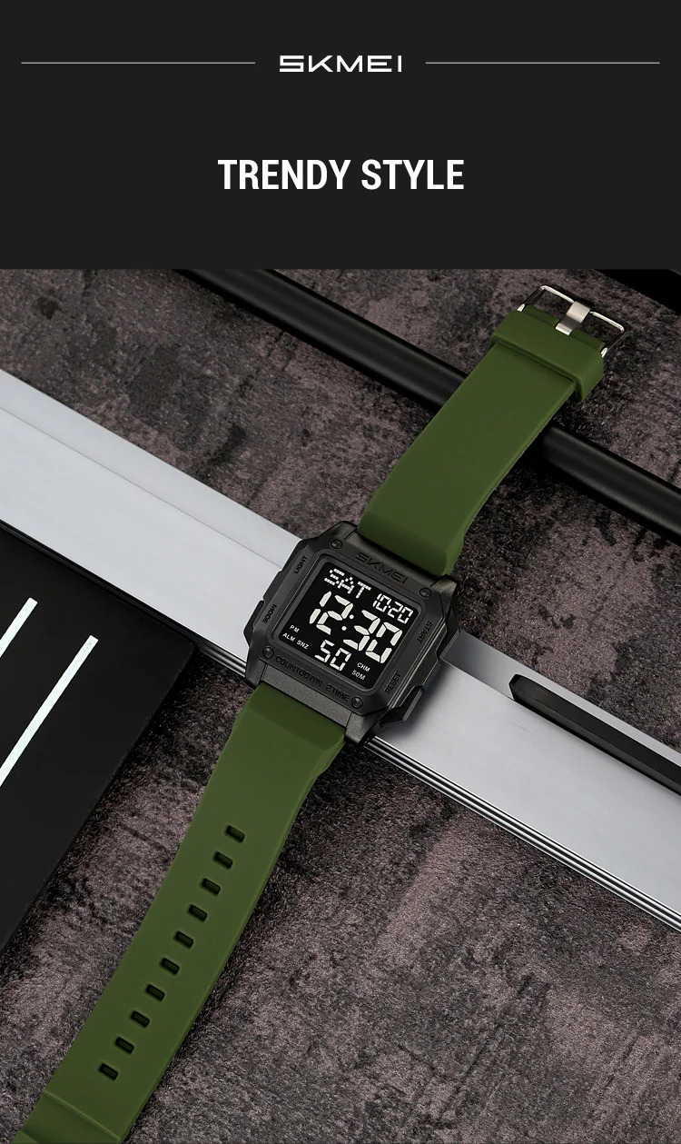 SKMEI 2Time Military Watch EL Light Waterproof Sports Digital Wristwatch For Men Women Students Chrono Alarm Electronics Watches