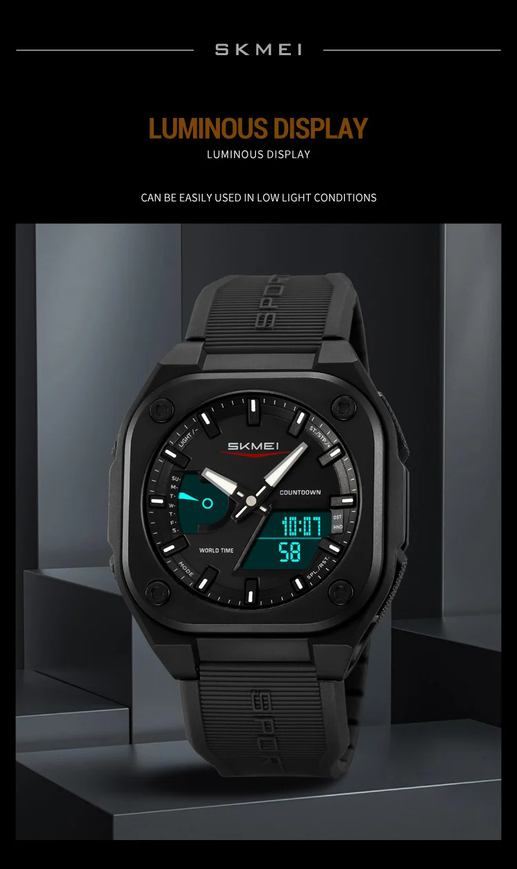 SKMEI Men's Sports Digital Electronic Watches Dual Dial Quartz Wristwatches For Men Women Original Waterproof Watch and Bracelet