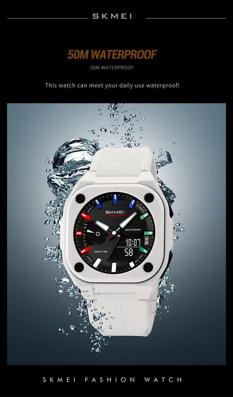 SKMEI Men's Sports Digital Electronic Watches Dual Dial Quartz Wristwatches For Men Women Original Waterproof Watch and Bracelet