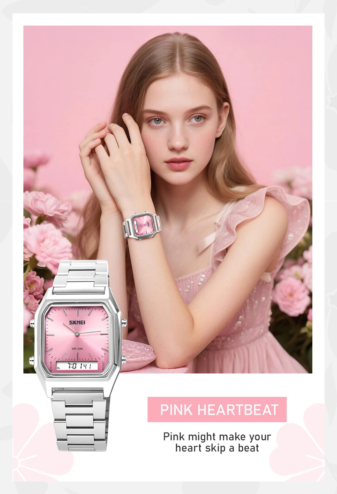 SKMEI Luminous Dual Display Digital Electronics Watch Fashion Quartz Watches For Men Women Student 3Time Waterproof Wristwatches